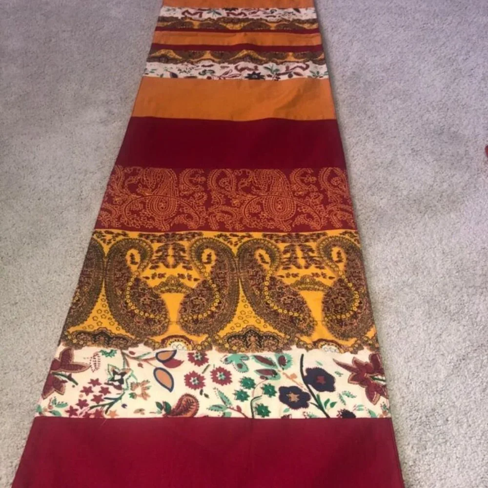 PIER 1 IMPORTS Multi-Color Paisley Stripes TABLE RUNNER 72” x 13”‎ Fall winter